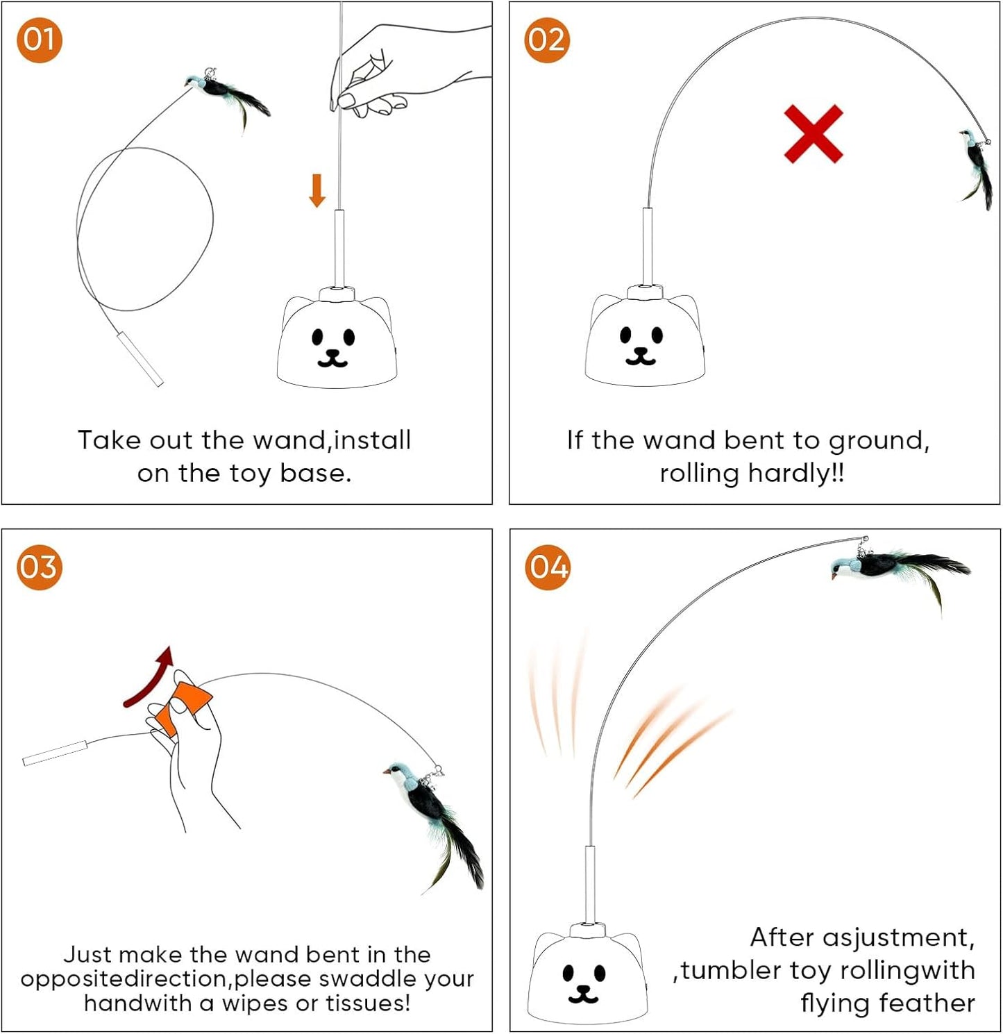 Interactive Cat Toys for Indoor Cats Automatic Electric Flying Bird Feather Cat Toy - Best Kitten & Adult Cat Enrichment Toy Stick-On Hanging Electric Kitty Toys for Bored Cats