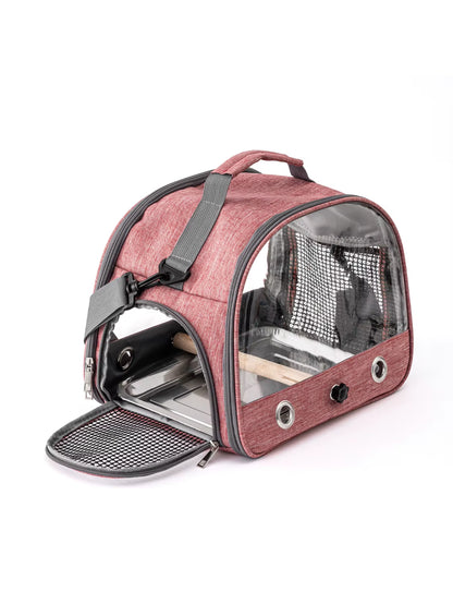 Bird Travel Carrier with Stand Perch, Breathable Bird Carrier Cage Parrot Carrier for Hiking