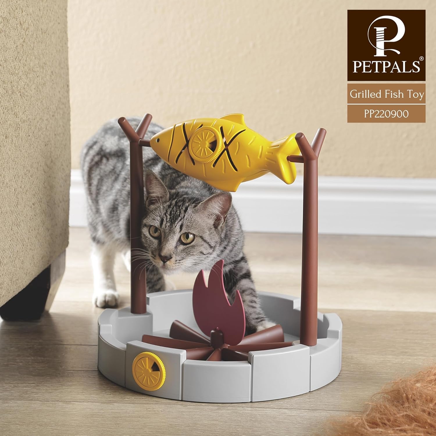 11" Cats Slow Feeding Snack Bowl, Grilled Fish Spinning Toy, Food Puzzle Cat Toy