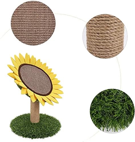 Sunflower Cat Scratching Post with Sisal Covered, Cat Claw Scratcher Pole for Kitten, Flower Cat Tree Furniture Scratch Post