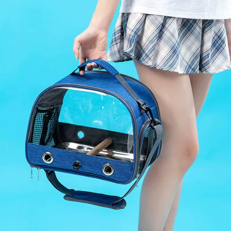Bird Travel Carrier with Stand Perch, Breathable Bird Carrier Cage Parrot Carrier for Hiking