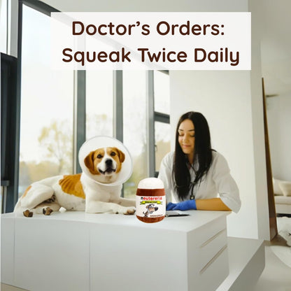 Funny Neuterella Dog Toy with Squeaker and Crinkle Sound – Parody Plush Squeaky Dog Toy for Small, Medium and Large Dogs – Hilarious Neutering-Themed Gift for Dogs and Dog Lovers – Unique Pet Toy