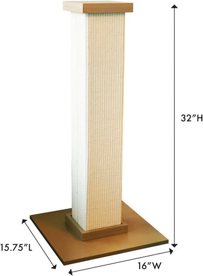 Ultimate Scratching Post – Beige, Large 32 Inch Tower - Sisal Fiber