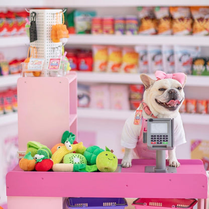 Small Squeaky Crinkle Dog Toys- 15 Packs Grocery Basket Fruits Veggies Puppy Toys to Keep Busy, Cute Durable Plush Stuffed Hide Seek Cognitive Boredom Pet Supplies, Dog Birthday Gifts