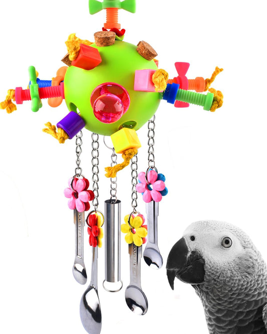 Bird Toys, Parrot Pull Spoons Toys for Conure Cage Parakeet Cockatiel Quarker African Grey Mini Macaw Amazon Parrots Cockatoo Small to Medium Birds