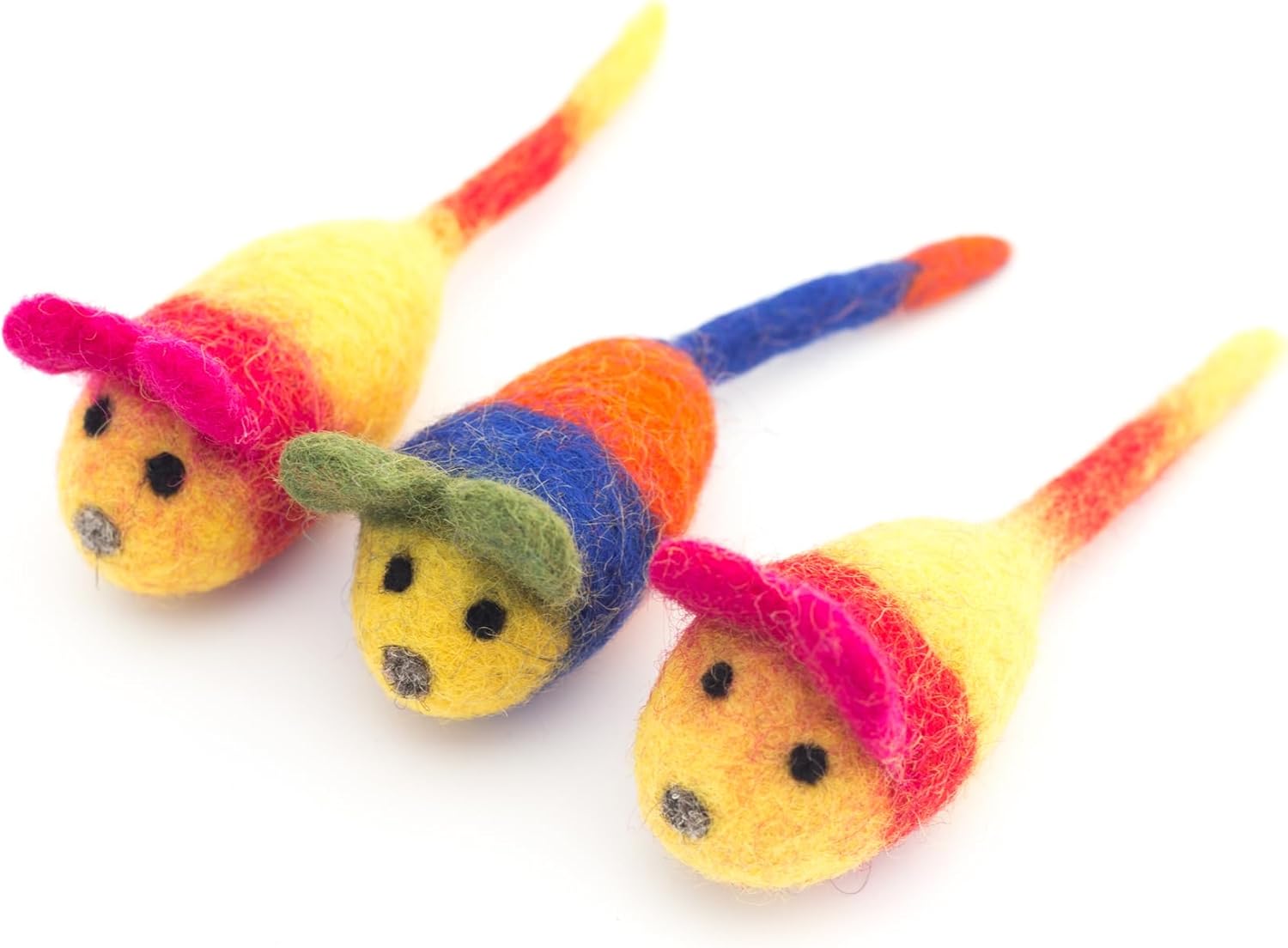 Organic Wool Felt Mouse Cat Toys with Catnip – 3 Pack | 100% Handmade, Eco-Friendly, Durable | Natural, Safe for Indoor Cats | Minimalist Design