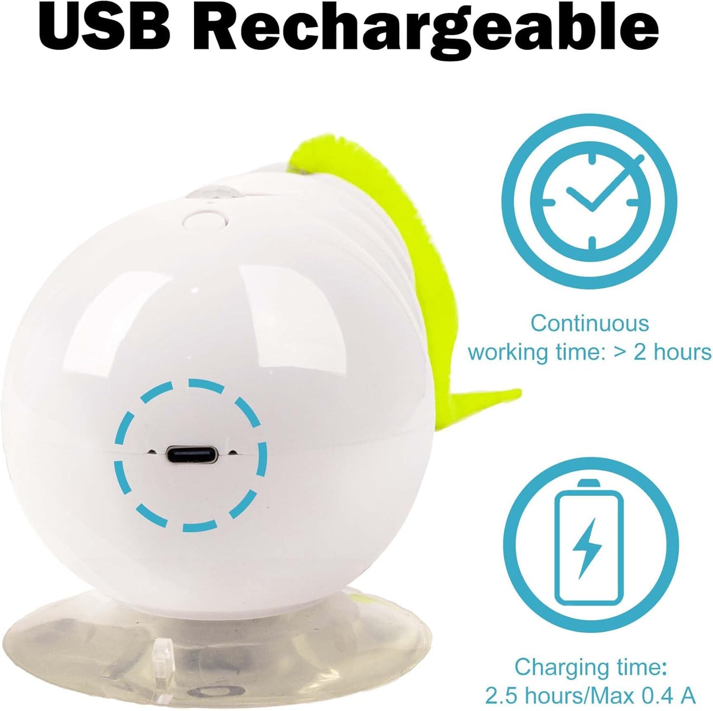 Interactive Cat Feather Toy, Automatic Fluffy Tail Teaser with Motion Sensor,Whack a Mole Cat Toy, USB Rechargeable, Suction Cup for Stable Play, Perfect for Indoor Cats