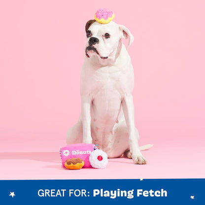 Barker’S Dozen Donuts Plush 4 in 1 Multi Part Interactive Dog Toy for Dogs & Puppies – Small