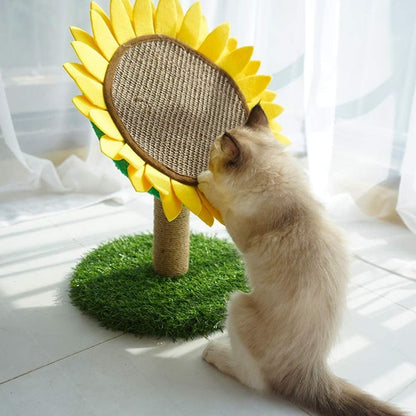 Sunflower Cat Scratching Post with Sisal Covered, Cat Claw Scratcher Pole for Kitten, Flower Cat Tree Furniture Scratch Post