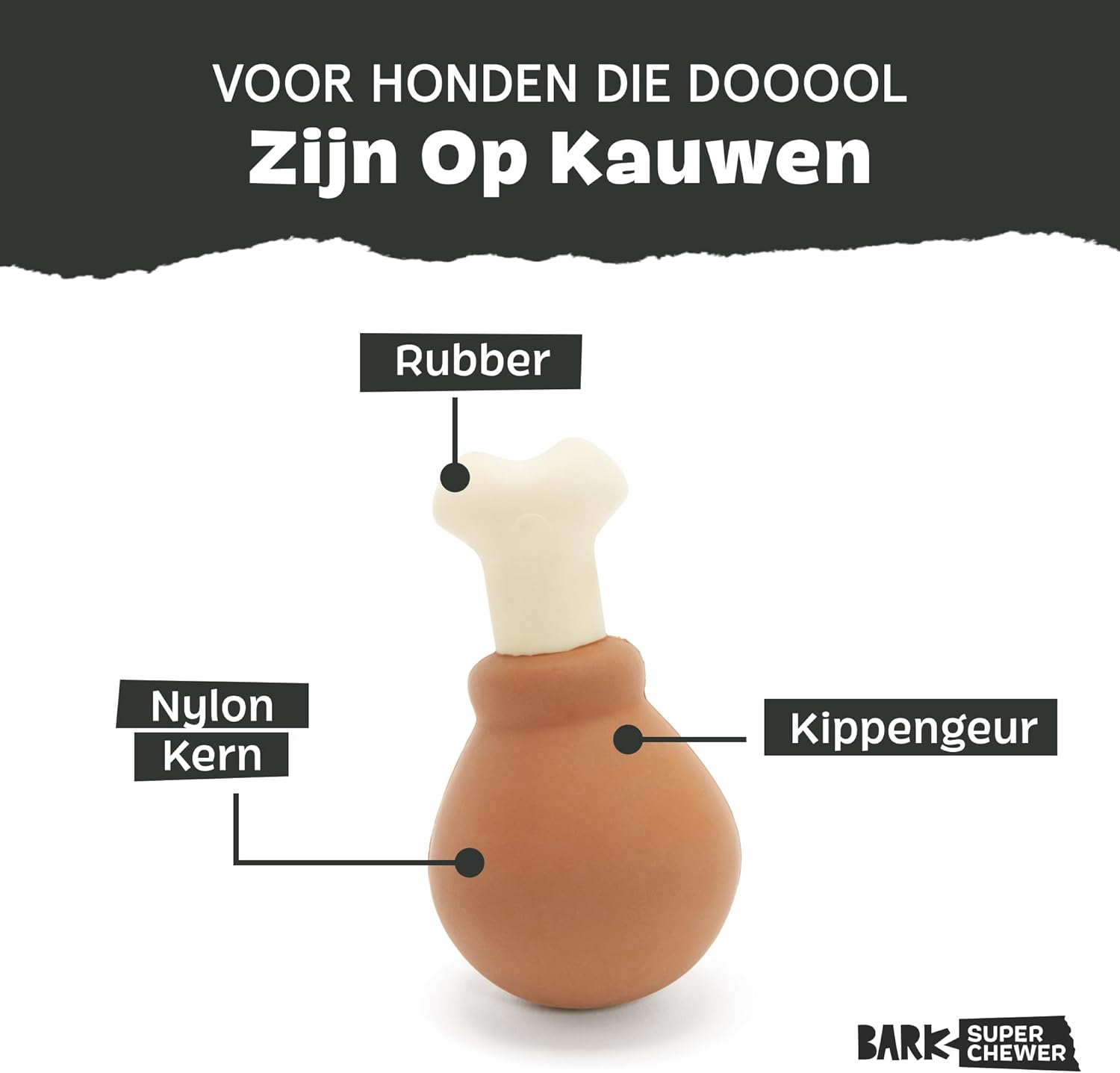 Super Chewer Tough Dog Chew Toys for Aggressive Chewers, Dental Stimulating (Turkey - Large)