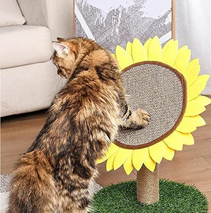 Sunflower Cat Scratching Post with Sisal Covered, Cat Claw Scratcher Pole for Kitten, Flower Cat Tree Furniture Scratch Post