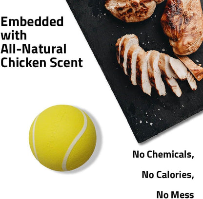 Dog Toys | Squeaky Chew Ball - Bouncy Durable Floating Fetch Ball for Dogs | Medium Chicken Scented Toy - Easy to Clean and Made from Non Toxic Materials