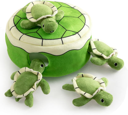 Cute Sea Turtle Squeaky Dog Toy, Interactive Plush Hide and Seek Dog Toys for Small Medium Sized Dogs and Non-Aggressive Chewers, Puppy Teeth Clean Chew Toys, Turtles