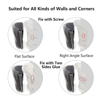 2 Pack Self Grooming Cat Brush - 6.1" Wall Corner Scratcher with Massage Combs for Long and Short Fur Cats, Kittens (Grey)