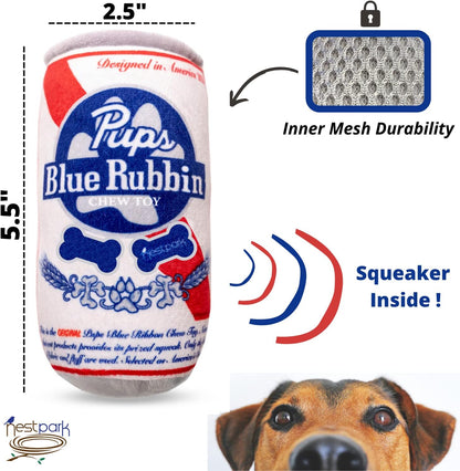 Pup Light and Pups Blue Rubbin - Parody Beer Dog Toys - Funny Plush Squeaky and Crinkle Dog Toys Dog Gifts for Dog Birthday (2 Pack) (Mix)