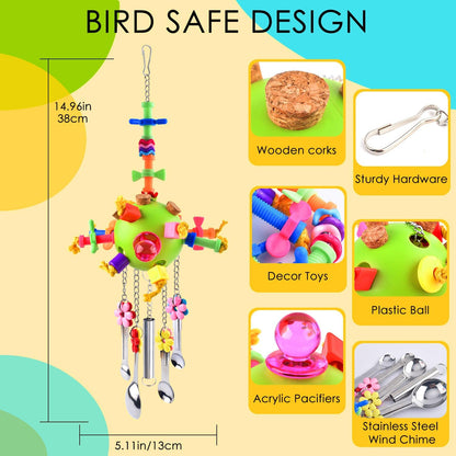 Bird Toys, Parrot Pull Spoons Toys for Conure Cage Parakeet Cockatiel Quarker African Grey Mini Macaw Amazon Parrots Cockatoo Small to Medium Birds