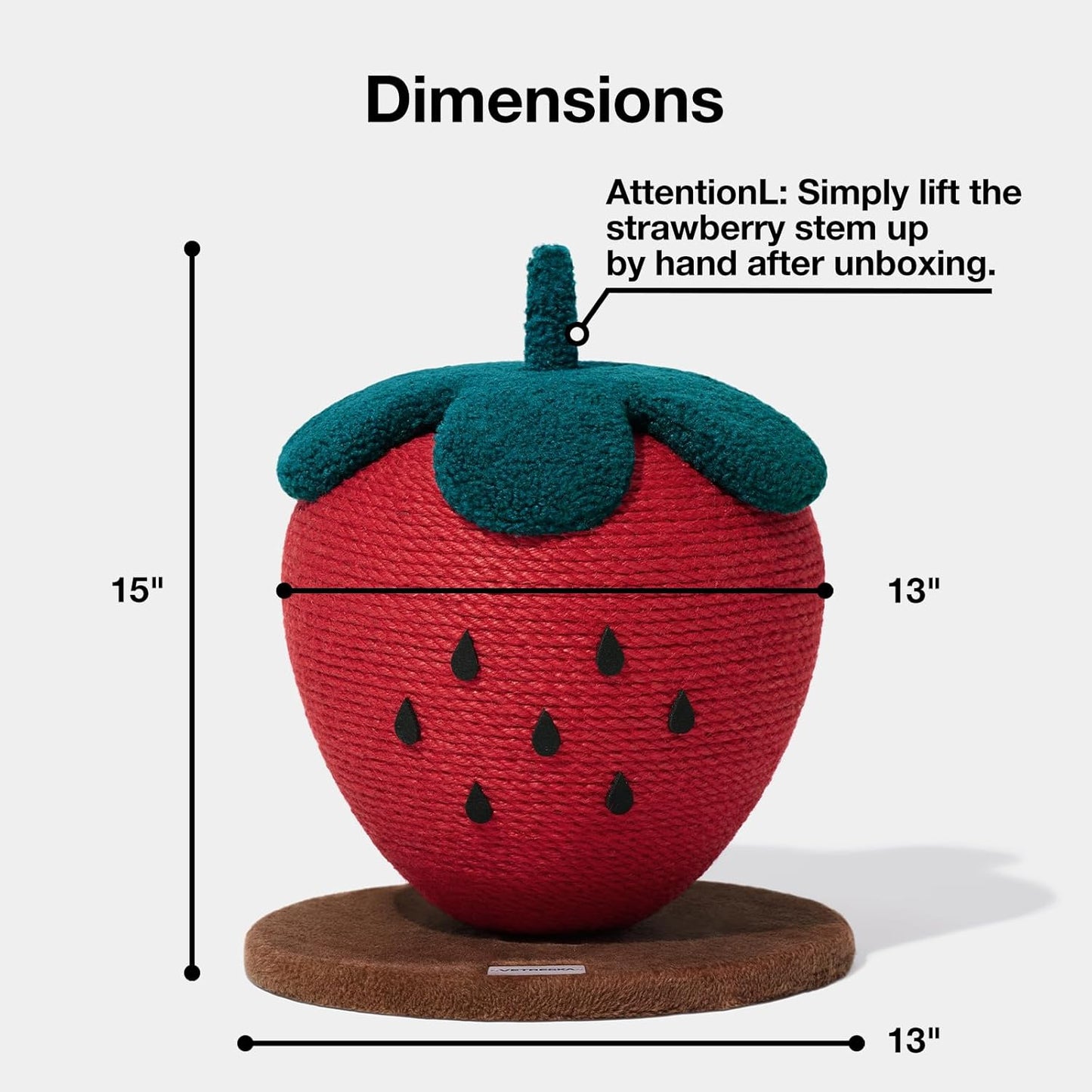 Strawberry Cat Scratching Post, Cute Cat Scratcher with Sisal Rope, Vertical Cat Scratch Post for Indoor Cat and Kitten, Ring Paper Strawberry Leaves Attract Cats