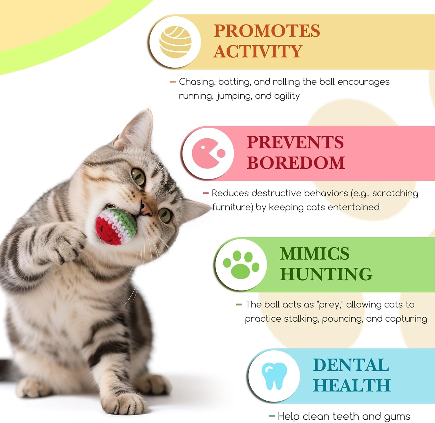 12 Pack Cat Toy Balls, Hand-Knitted Woolen Yarn Cat Balls Toy with Bell Inside, Interactive Kitty Toys for Indoor Kitten Teething, Chasing & Self Play(Fruit-Shaped)