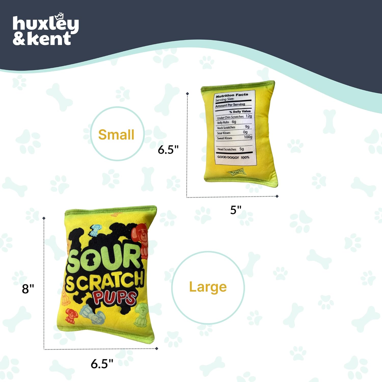 Funny Dog Toy W/Squeaker – Power Plush Squeaky Dog Toys for Small, Medium & Large Dogs – Soft Stuffed Animal for Indoor Play & Fetch - Sour Scratch, Large