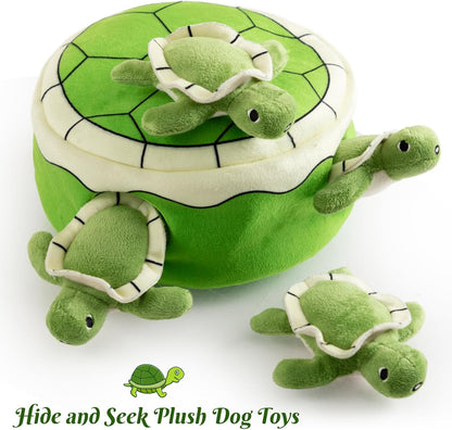 Cute Sea Turtle Squeaky Dog Toy, Interactive Plush Hide and Seek Dog Toys for Small Medium Sized Dogs and Non-Aggressive Chewers, Puppy Teeth Clean Chew Toys, Turtles