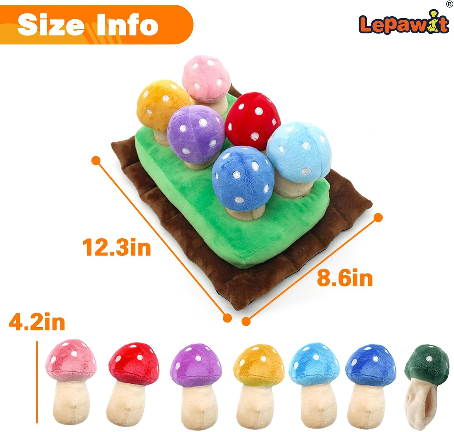 Hide and Seek Mushroom Dog Toys, Squeaky Interactive Puzzle Dog Toys for Boredom and Stimulation, Dog Enrichment Toys for Small and Medium Dogs (Mushrooms, Pack of 7)