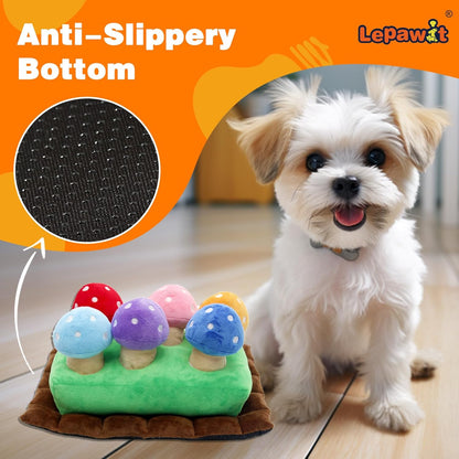 Hide and Seek Mushroom Dog Toys, Squeaky Interactive Puzzle Dog Toys for Boredom and Stimulation, Dog Enrichment Toys for Small and Medium Dogs (Mushrooms, Pack of 7)