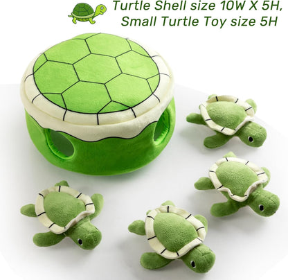 Cute Sea Turtle Squeaky Dog Toy, Interactive Plush Hide and Seek Dog Toys for Small Medium Sized Dogs and Non-Aggressive Chewers, Puppy Teeth Clean Chew Toys, Turtles