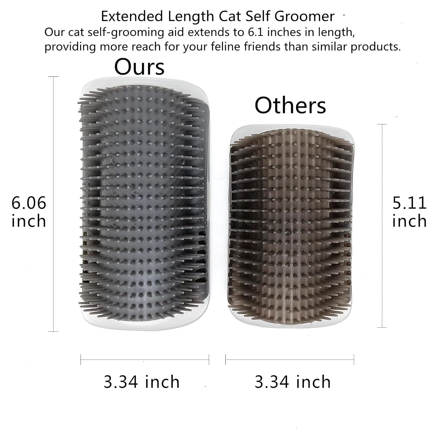 2 Pack Self Grooming Cat Brush - 6.1" Wall Corner Scratcher with Massage Combs for Long and Short Fur Cats, Kittens (Grey)