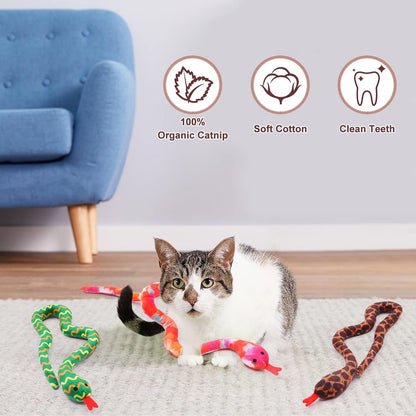 Snake Catnip Toys Kitten Supplies Interactive Catnip Toys for Indoor Cats Snakes Cat Toy Novelty Gift for Cat Lovers Dental Health Chew Catnip Toy for Cats Set of 3