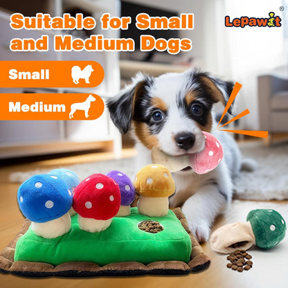 Hide and Seek Mushroom Dog Toys, Squeaky Interactive Puzzle Dog Toys for Boredom and Stimulation, Dog Enrichment Toys for Small and Medium Dogs (Mushrooms, Pack of 7)