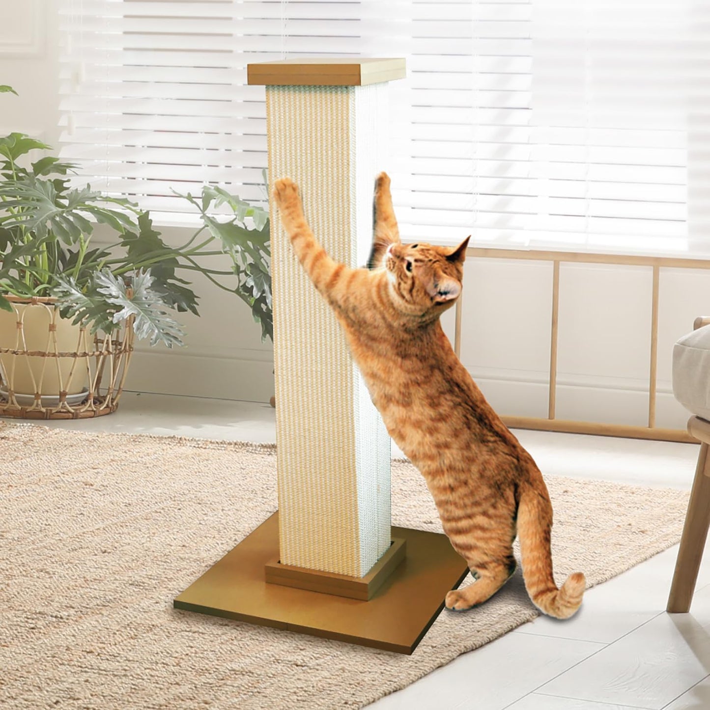 Ultimate Scratching Post – Beige, Large 32 Inch Tower - Sisal Fiber