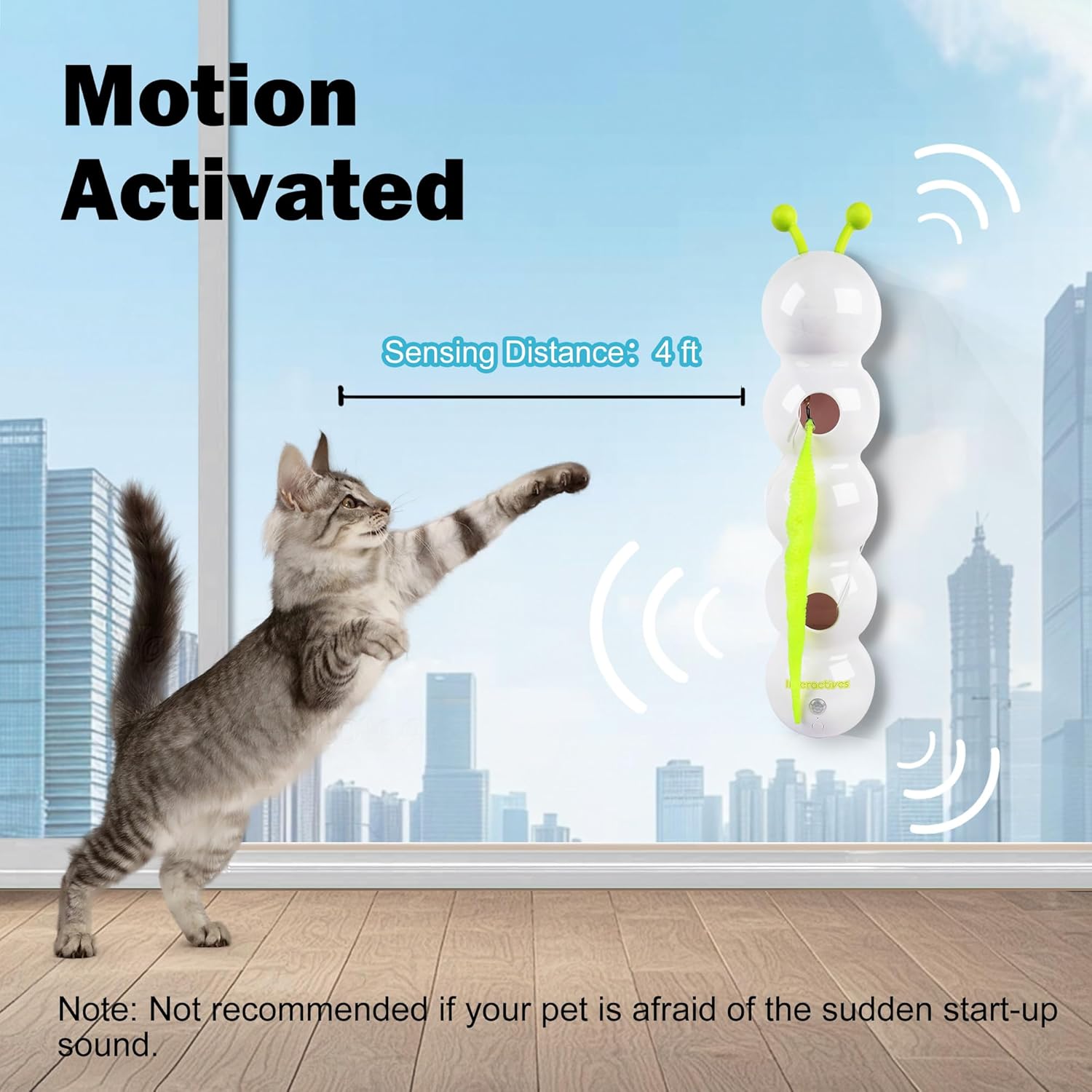 Interactive Cat Feather Toy, Automatic Fluffy Tail Teaser with Motion Sensor,Whack a Mole Cat Toy, USB Rechargeable, Suction Cup for Stable Play, Perfect for Indoor Cats