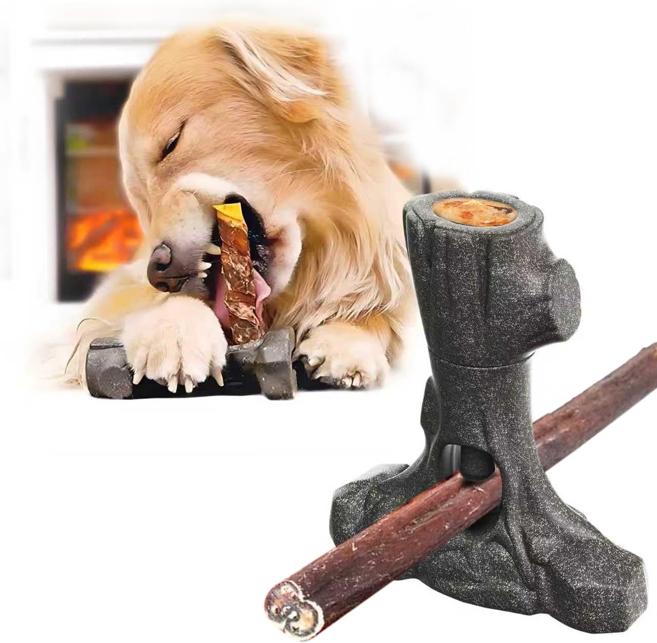 Bully Stick Holder & Frozen Snack Toy 2-In-1 for Large Aggressive Chewers, Durable Dog Chew Toy Reduces Anxiety & Prevents Choking, Bpa-Free