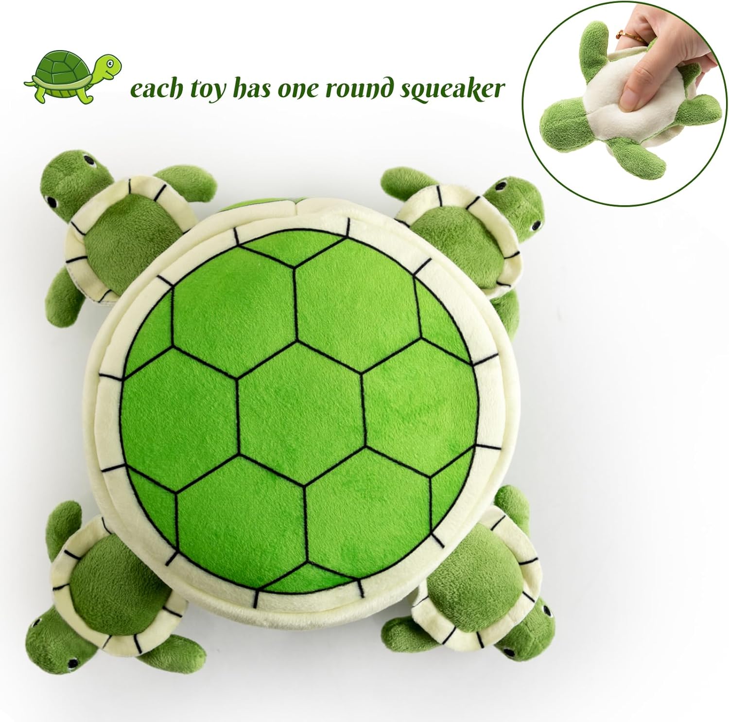 Cute Sea Turtle Squeaky Dog Toy, Interactive Plush Hide and Seek Dog Toys for Small Medium Sized Dogs and Non-Aggressive Chewers, Puppy Teeth Clean Chew Toys, Turtles