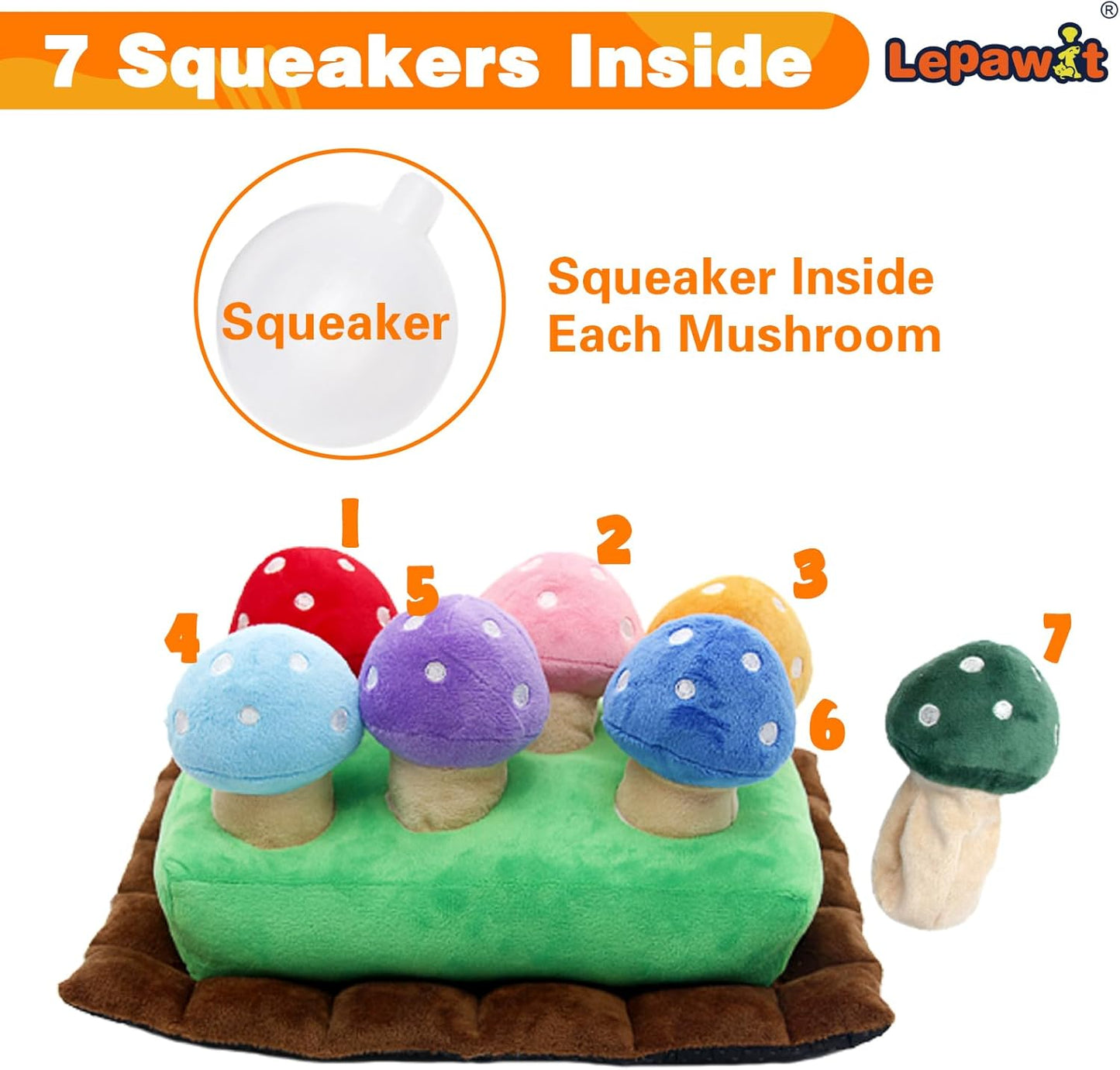 Hide and Seek Mushroom Dog Toys, Squeaky Interactive Puzzle Dog Toys for Boredom and Stimulation, Dog Enrichment Toys for Small and Medium Dogs (Mushrooms, Pack of 7)