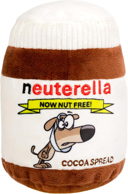 Funny Neuterella Dog Toy with Squeaker and Crinkle Sound – Parody Plush Squeaky Dog Toy for Small, Medium and Large Dogs – Hilarious Neutering-Themed Gift for Dogs and Dog Lovers – Unique Pet Toy