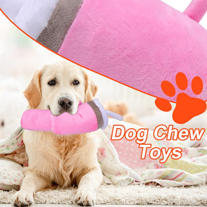 Cute Squeaky Dog Toys Cup, Dog Birthday Toy for Aggressive Chewers, Safety Design Dog Toys for Small/Medium/Large Dog Exercise and Accompany(Pink)