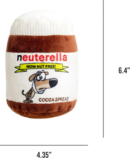 Funny Neuterella Dog Toy with Squeaker and Crinkle Sound – Parody Plush Squeaky Dog Toy for Small, Medium and Large Dogs – Hilarious Neutering-Themed Gift for Dogs and Dog Lovers – Unique Pet Toy