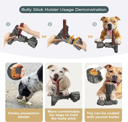 Bully Stick Holder & Frozen Snack Toy 2-In-1 for Large Aggressive Chewers, Durable Dog Chew Toy Reduces Anxiety & Prevents Choking, Bpa-Free