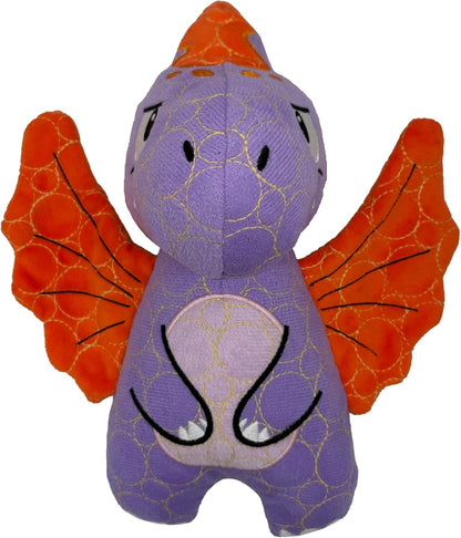 Durable & Strong Dog Toy Purple Dino with Squeaker, Kevlar-Reinforced for Aggressive Chewers.
