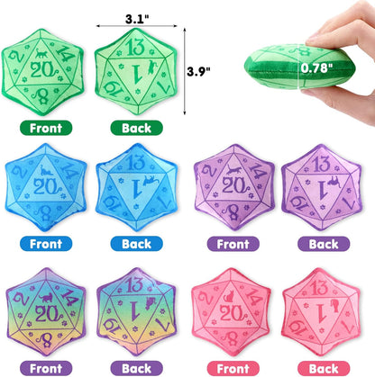 D20 Dice Catnip Toy, DND Interactive Cat Toy Gifts for Role Playing Tabletop Game Soft Plush Funny Cute Kitten Teething Chew Pet Supplies Cat Lover Witchy Gift Idea Dnd Accessories Set of 5