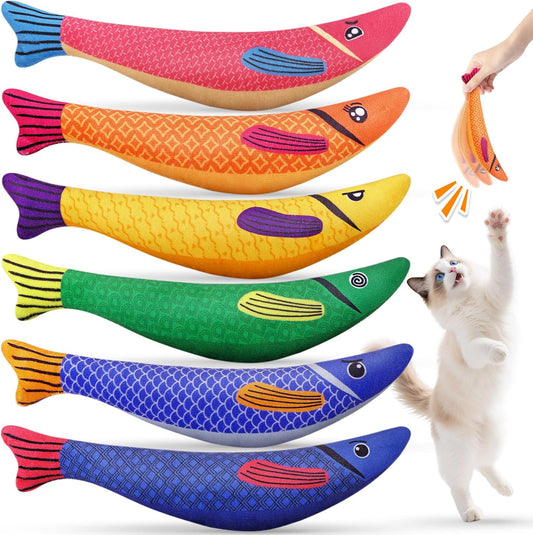 6 Pack Cat Toys for Indoor Cats, Interactive Catnip Toys for Bored, Kitten Kicker Toy for Kitty with Sound, Cat Chew Toys for All Breeds