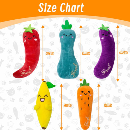 Catnip Toys for Cats, 5 Pack Cat Toys for Cats, Fluffy Catnip Toys for Chewing Playing, Interactive Kitten Toys, Catnip Filled Kitty Chew Teething Toys, Cat Chew Toys, Vegetable,5 Pcs