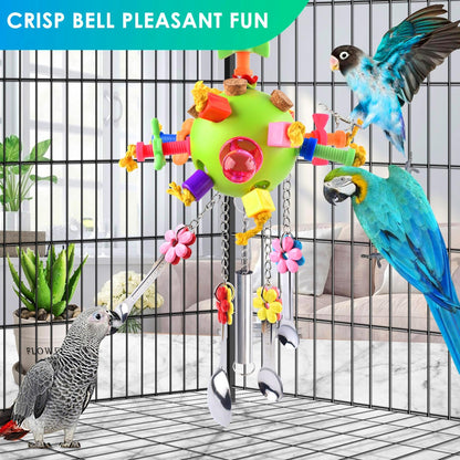 Bird Toys, Parrot Pull Spoons Toys for Conure Cage Parakeet Cockatiel Quarker African Grey Mini Macaw Amazon Parrots Cockatoo Small to Medium Birds