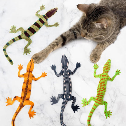 4 Pack Lizard Catnip Toys Chew Bite Resistant Toys for Indoor Cats Boredom Relief Teeth Cleaning Interactive Funny Cute Kitten Cat Lover Gifts