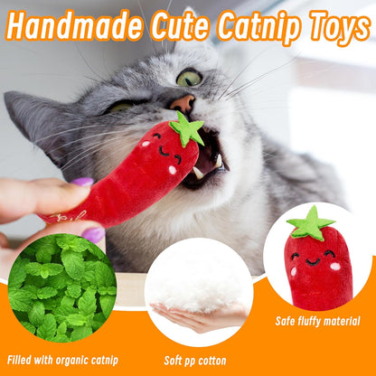 Catnip Toys for Cats, 5 Pack Cat Toys for Cats, Fluffy Catnip Toys for Chewing Playing, Interactive Kitten Toys, Catnip Filled Kitty Chew Teething Toys, Cat Chew Toys, Vegetable,5 Pcs