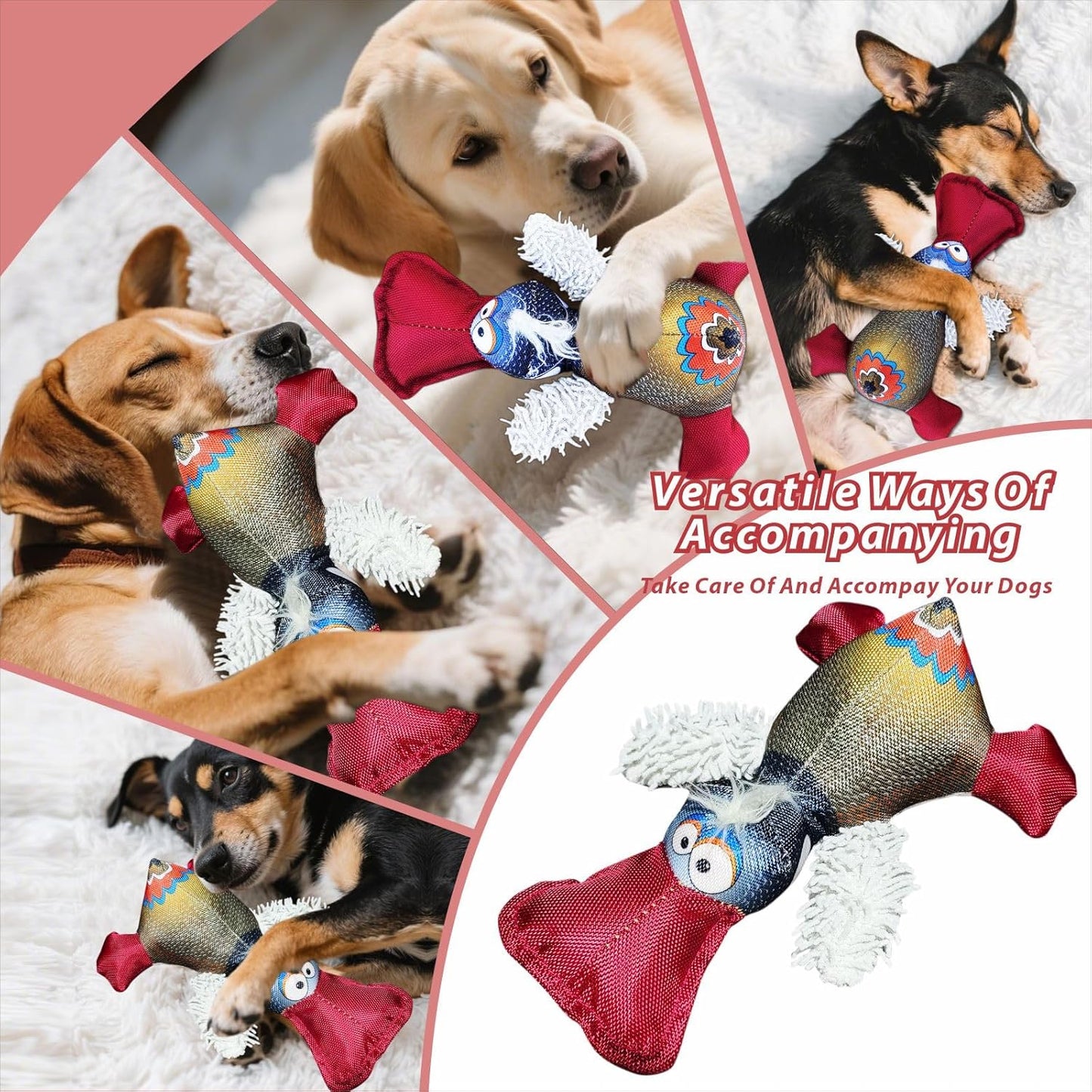 Dog Toy Duck with Squeaker, Best Pet Supplies Crinkle Dog Toy for Small, Medium, and Large,Indoor and Outdoor Dog Interactive Play, Chewing Toys(Red-Billed Duck