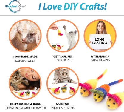 Organic Wool Felt Mouse Cat Toys with Catnip – 3 Pack | 100% Handmade, Eco-Friendly, Durable | Natural, Safe for Indoor Cats | Minimalist Design