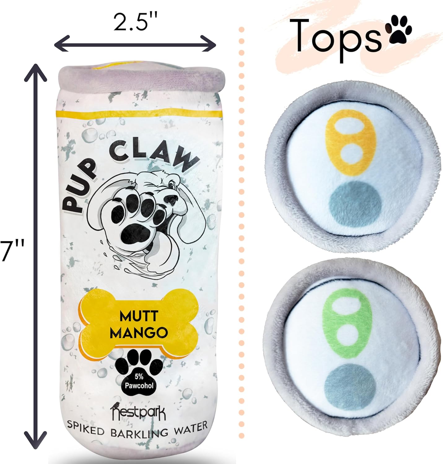 Pup Claw Dog Toys - Funny Cute Plush Dog Toys with Squeaker - Parody (2 Pack) (Tropical Pack)