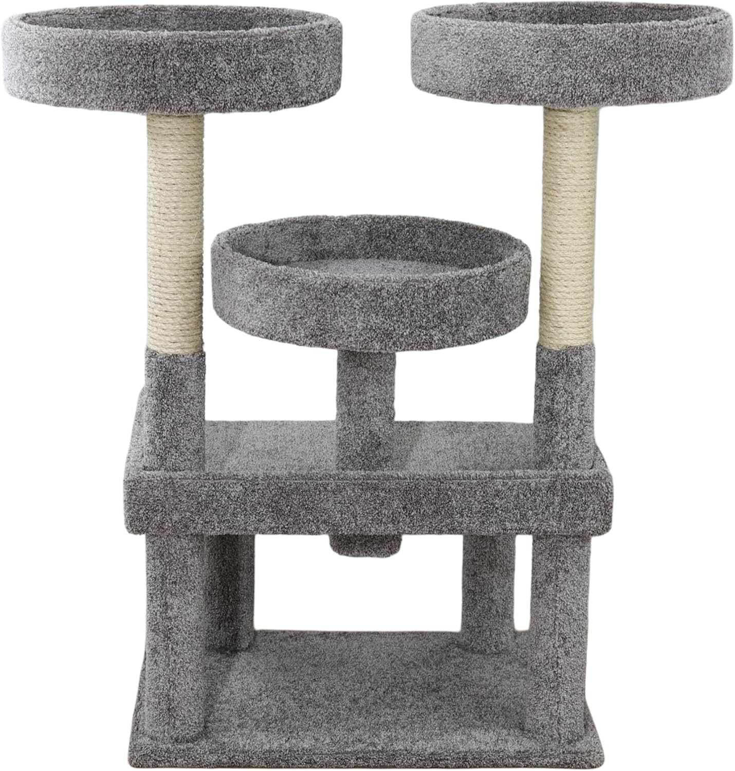 46″ XXL Heavy Duty Cat Tree – Extra-Large! Sturdy Indoor Cat Tower with Multiple Perches, Sisal Scratch Posts & Solid Wood Base (Gray)